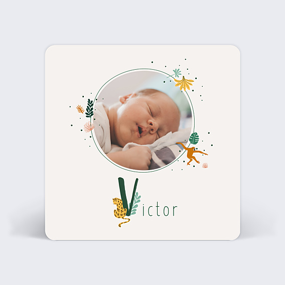 Faire-part Naissance Lettrine Jungle