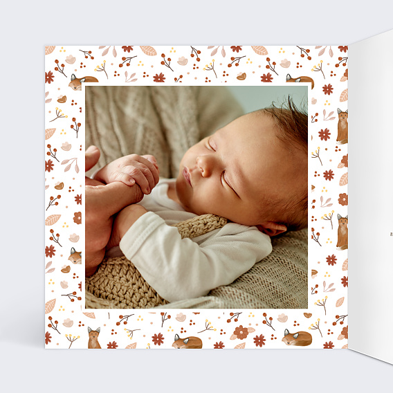 Faire part naissance Pattern Renardeau Intérieur Gauche