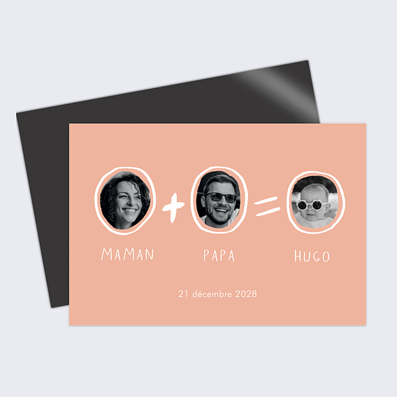 Faire part naissance Papa + Maman Simple