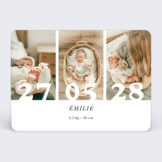 Faire-part Naissance Trois Photos Bébé