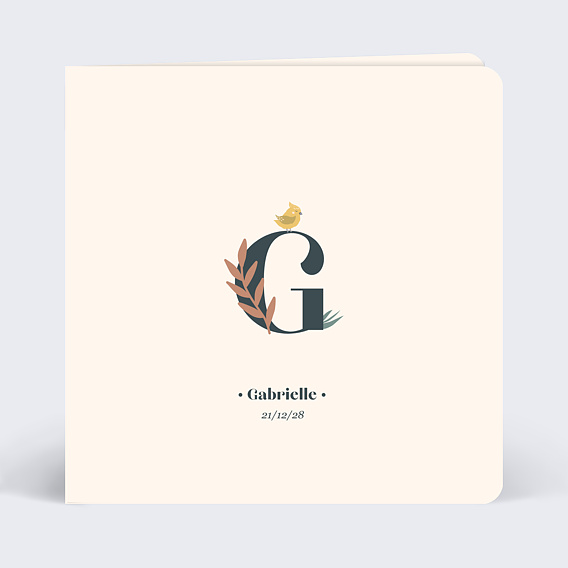 Faire part naissance Mésange Lettrine Après 1