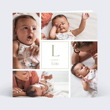 Faire part Naissance Lettrine Multiphoto