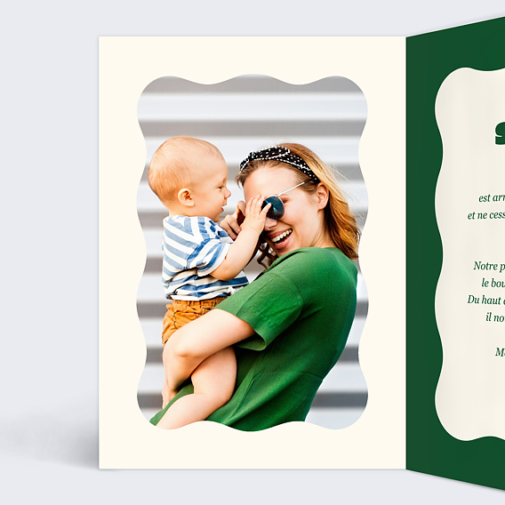 Faire part naissance Rayure jaune beurre Intérieur Gauche