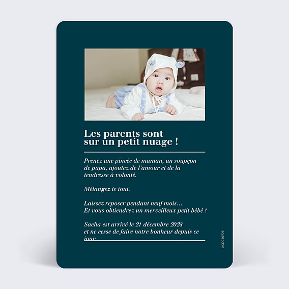 Faire-part Naissance Heureuse Nouvelle