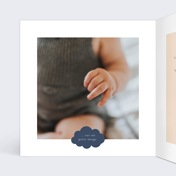 Faire-part Naissance Petit Nuage Intérieur Gauche