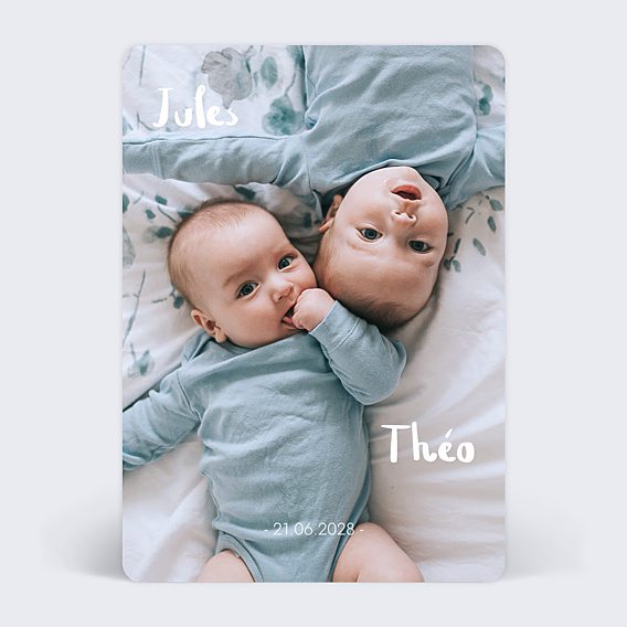 Faire-part Naissance Jumeaux modernes