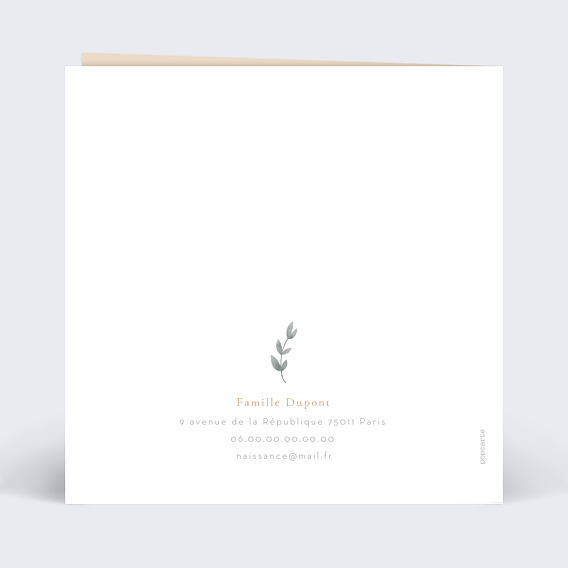 Faire part naissance Petite Prairie Verso