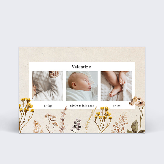 Faire-part Naissance Bouquet Sauvage Paysage