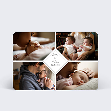 Faire-part de Naissance Virtuel Charme classique jumeaux