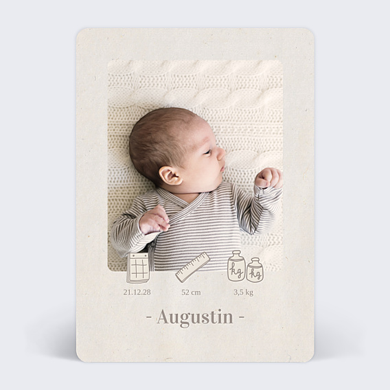 Faire-part Naissance Pictos Douceur de Lin