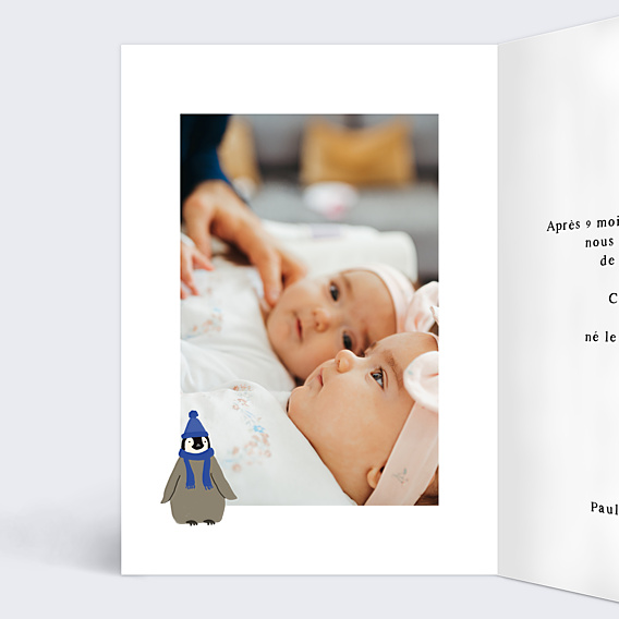 Faire-part Naissance Famille Pingouin