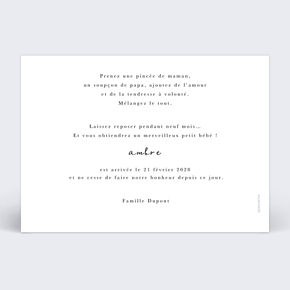 Faire-part Naissance Certificat Moderne