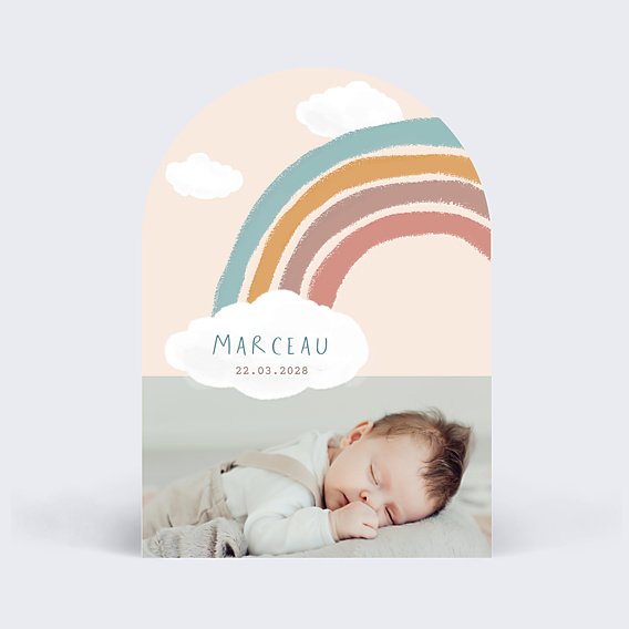 Faire-part Naissance Nuage Arc-en-ciel