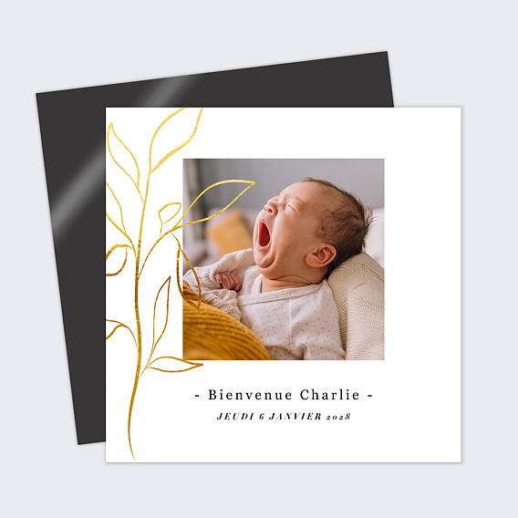 Faire part naissance Feuillage délicat