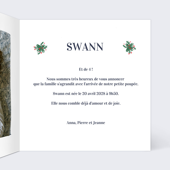 Faire part naissance Poupées Russes Intérieur Droit