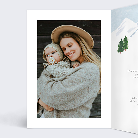 Faire part naissance Naissance à la montagne Intérieur Gauche