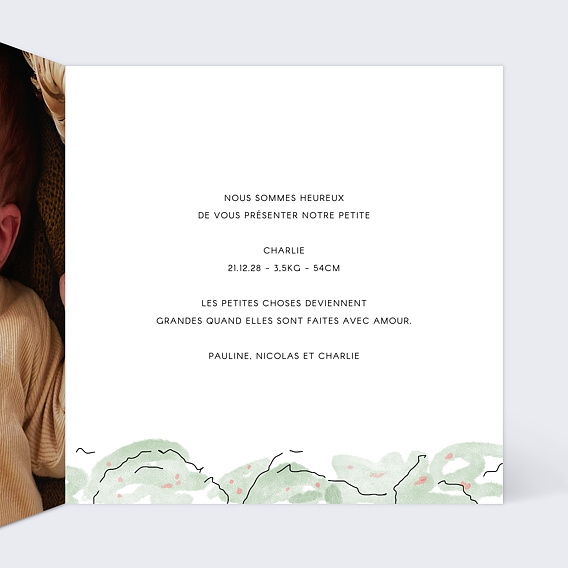 Faire part naissance Vélo Intérieur Droit