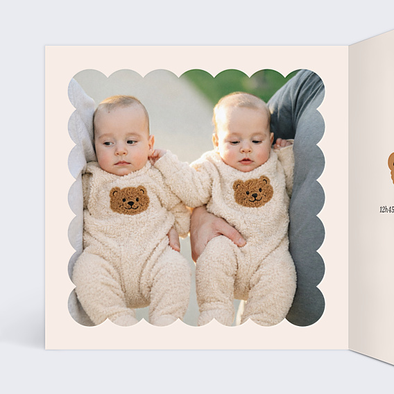 Faire-part Naissance Oursons inséparables