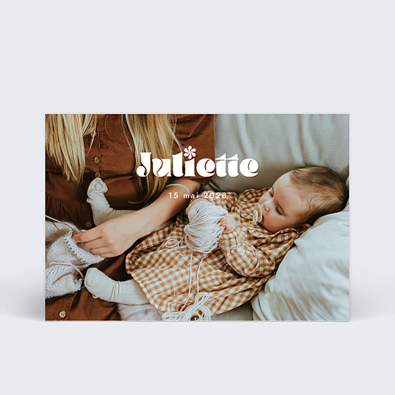 Faire part naissance Pleine page typo