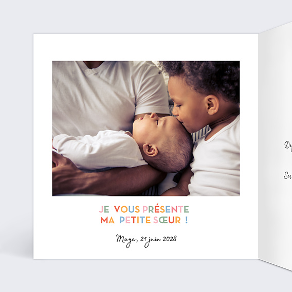 Faire part naissance Devinette Colorée Intérieur Gauche