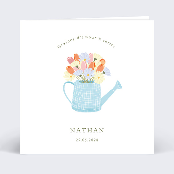 Faire part naissance Arrosoir Graines Recto