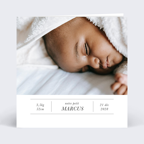 Faire part naissance Certificat Tableau Recto