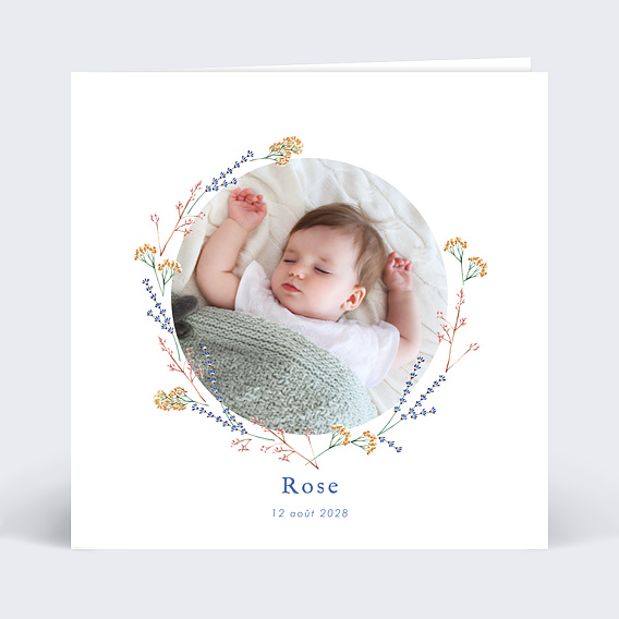 Faire part naissance Couronne Minimaliste Recto
