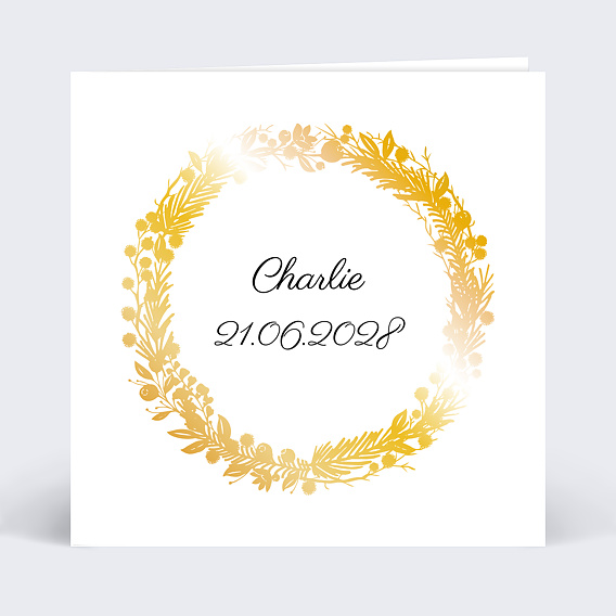 Faire part naissance Dorure Couronnée Recto