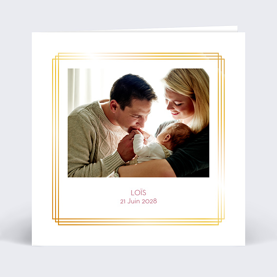Faire part naissance Dorure et Prune Recto