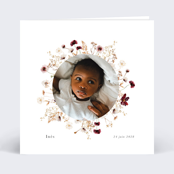 Faire part naissance Jardin Sauvage Recto