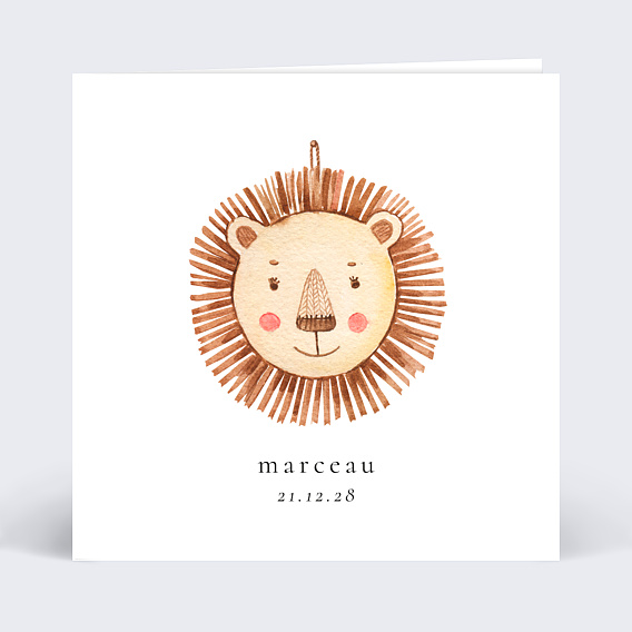 Faire part naissance Tête de lion Recto