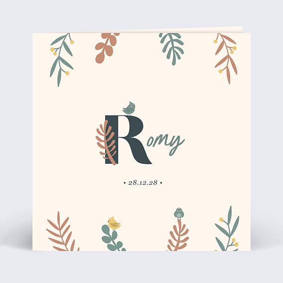 Faire part naissance Mésange Manuscrit Recto