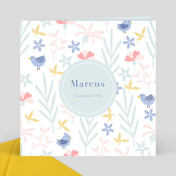 Faire part naissance Oisillons Recto