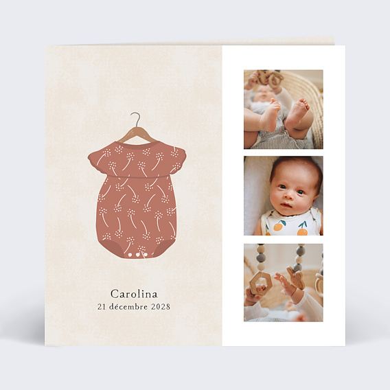 Faire part naissance Petits Vêtements Fille Recto
