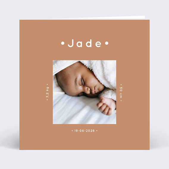 Faire part naissance Carré terracotta Recto