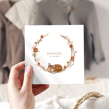 Faire-part Naissance Couronne Renardeau