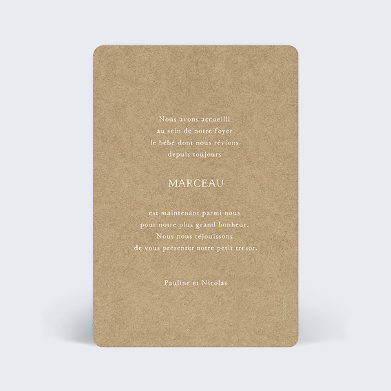 Faire part naissance Graphique chic Verso