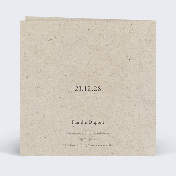 Faire part naissance Découpe kraft Verso