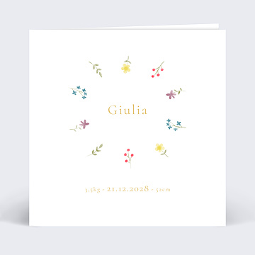 Faire-part de Naissance Virtuel Brindilles Fleuries