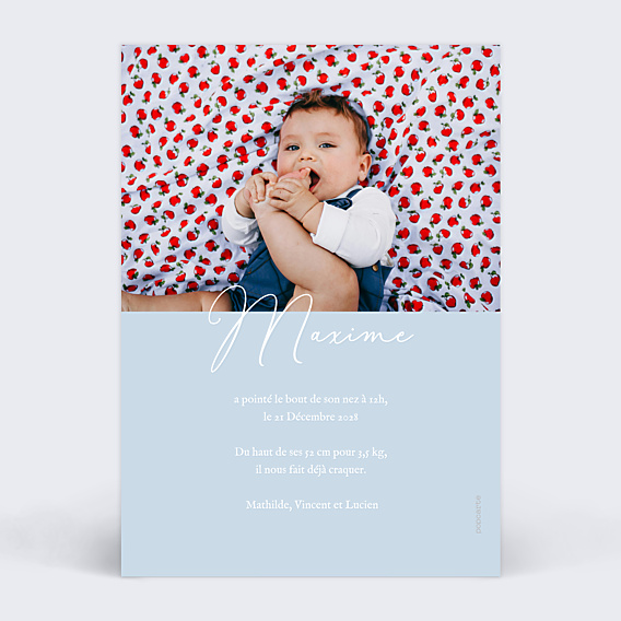 Faire-part Naissance Collage Bleu