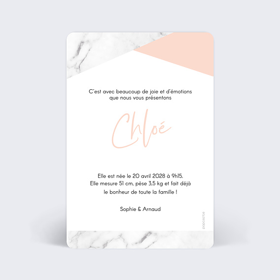 Faire-part Naissance Marbre
