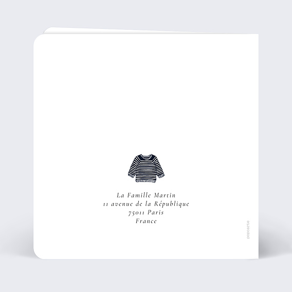 Faire part naissance Marinière Verso