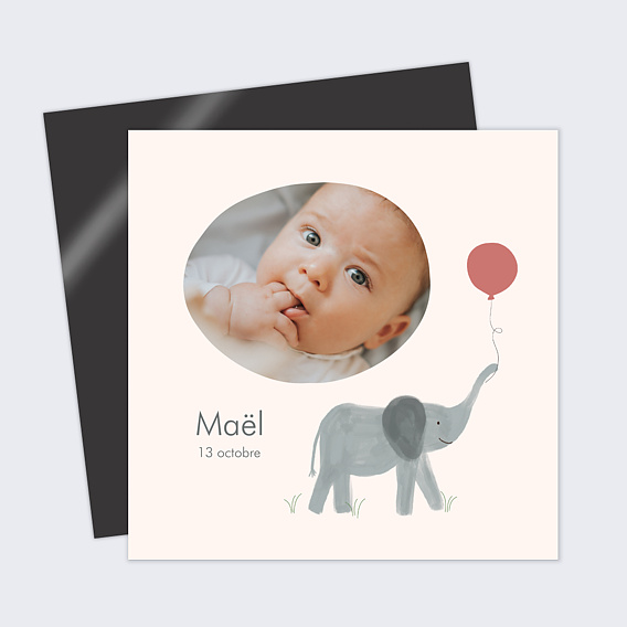 Faire part naissance Éléphant joueur