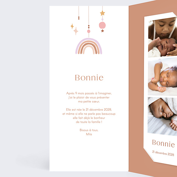 Faire-part Naissance Lettrine Arc-en-Ciel