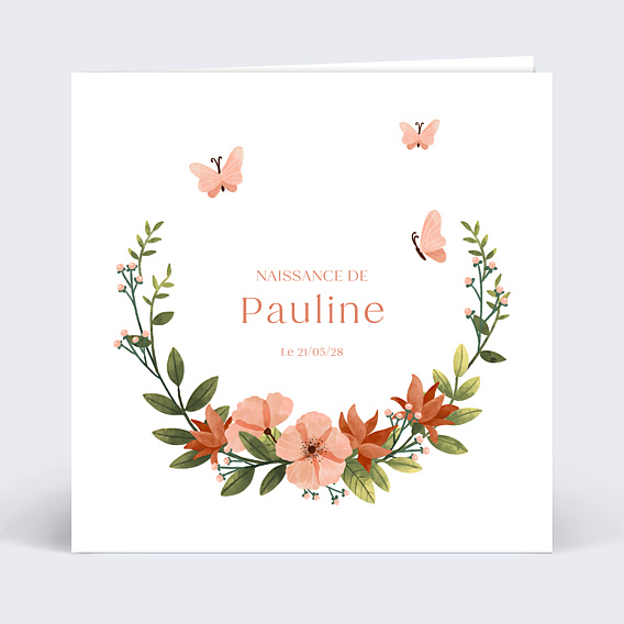 Faire-part Naissance Papillon Rose