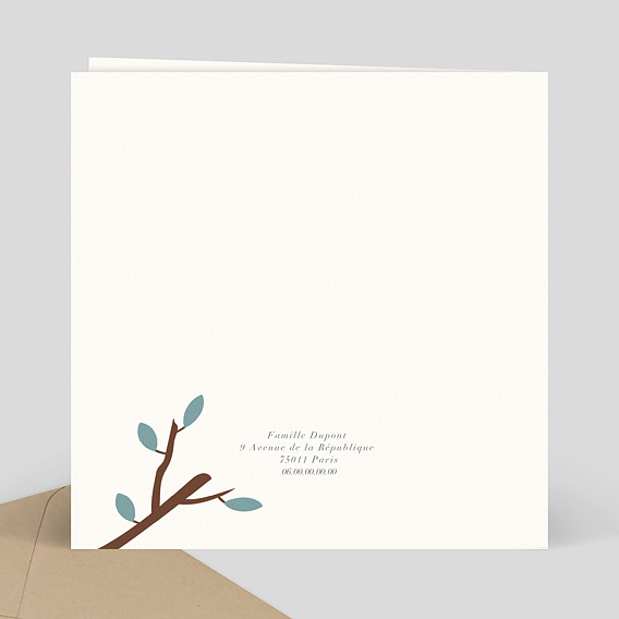 Faire part naissance Amazonie Verso