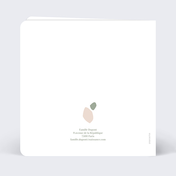 Faire part naissance Argile Verso