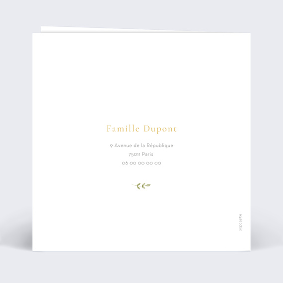 Faire part naissance Brindilles Fleuries Verso