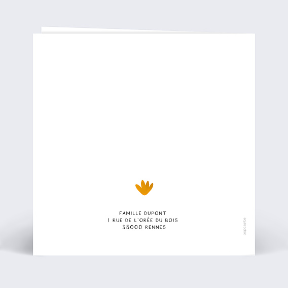 Faire part naissance Couronne fruitée Verso