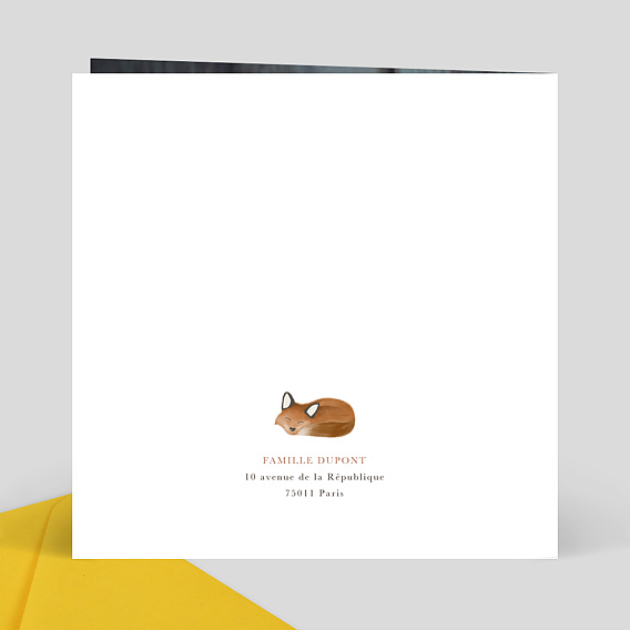 Faire part naissance Couronne Renardeau Verso